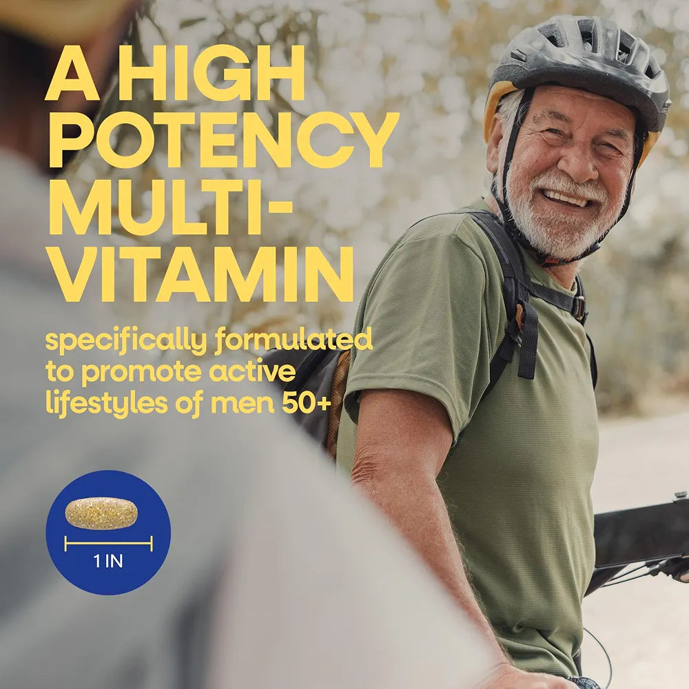 Nature's Way Alive! Ultra Potency Multivitamin for Men 50 Plus, Complete High Potency Formula with Vitamin D3, C, E, Methyl B12, Supports Cellular Energy, Heart, Brain, and Eye Health,* 60 Tablets