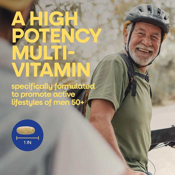 Nature's Way Alive! Ultra Potency Multivitamin for Men 50 Plus, Complete High Potency Formula with Vitamin D3, C, E, Methyl B12, Supports Cellular Energy, Heart, Brain, and Eye Health,* 60 Tablets