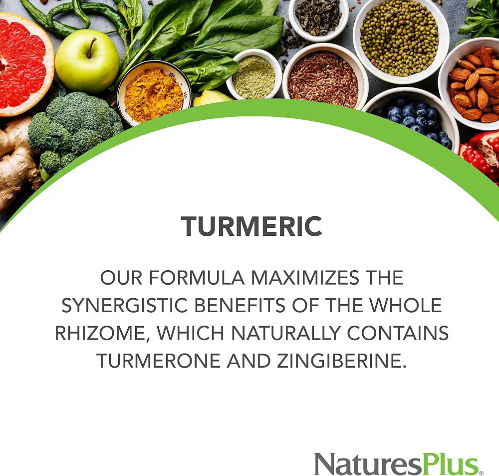 NaturesPlus Herbal Actives Turmeric - 60 Capsules - Non-GMO, Vegan, Gluten Free - 60 Servings