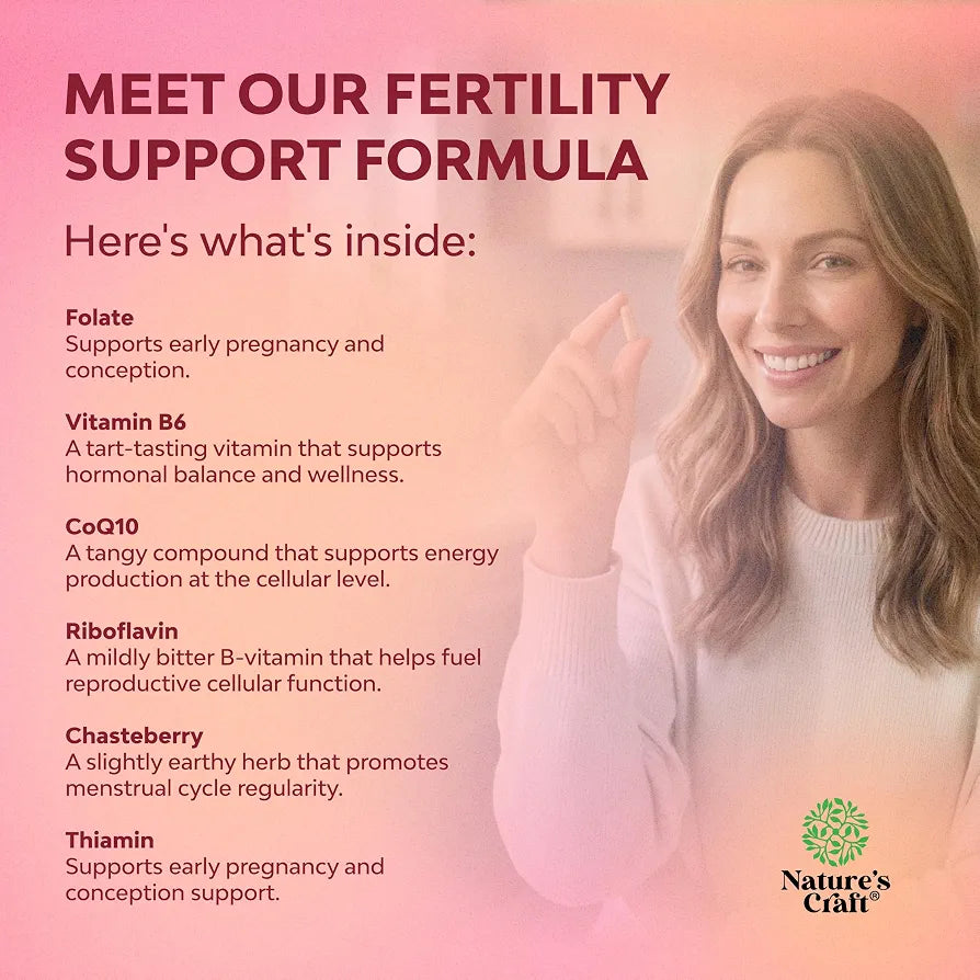Female Fertility Supplement with Prenatal Multivitamins - Fertility Support with Prenatal Choline Inositol Folate Chasteberry and CoQ10 Fertility Blend for Women to Promote Conception - 60 Count