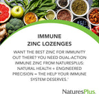 NaturesPlus Immune Zinc Lozenges - Tri-Form Zinc Supplement Balanced with Copper for Immune Support - Fast Acting, Delicious Natural Berry Flavour - Gluten Free, Vegan - 60 Lozenges
