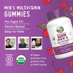 MARYRUTH'S Organics Mens Vitamin Gummy | USDA | Vegan | Daily Multivitamins for Immune Support | Non-GMO | Gluten Free | 60 Count