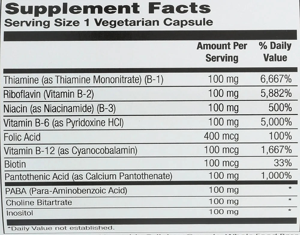Solaray - B-Complex, 100 mg, 100 capsules