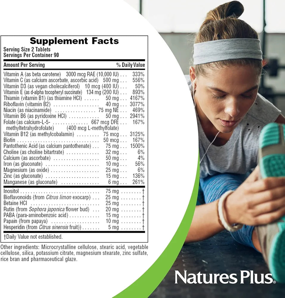 NaturesPlus Nutri-Genic Multivitamin - 180 Vegetarian Tablets - Hypo-Allergenic Natural Multivitamin & Mineral Supplement for Sensitive People - Allergen-Free, Gluten-Free - 90 Servings