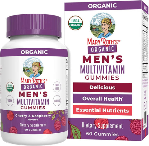 MARYRUTH'S Organics Mens Vitamin Gummy | USDA | Vegan | Daily Multivitamins for Immune Support | Non-GMO | Gluten Free | 60 Count