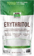 NOW Foods, Erythritol, Great-Tasting Sugar Replacement, Zero Calories, Low Glycemic Impact, Kosher, 1-Pound 