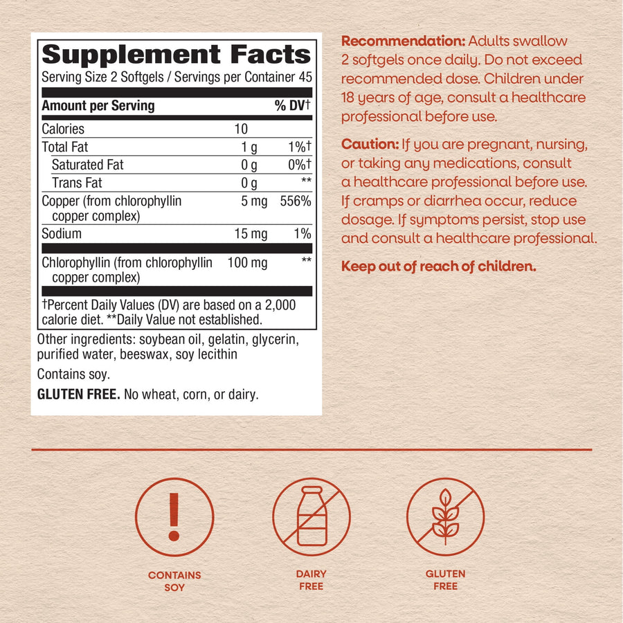 Nature’s Way Chlorofresh Chlorophyll Concentrate Softgels, Internal Deodorant*, 90 Count