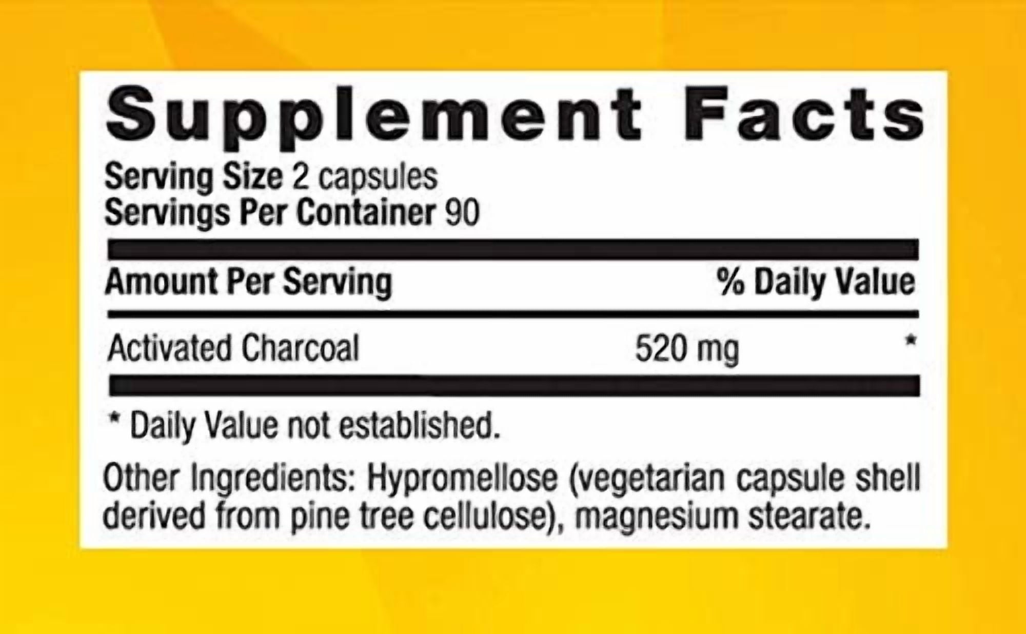 Country Life Activated Organic Coconut Charcoal Capsules, 260mg – Natural Charcoal Supplement for Gas and Bloating Relief, Gluten-Free, 180 Vegan Capsules