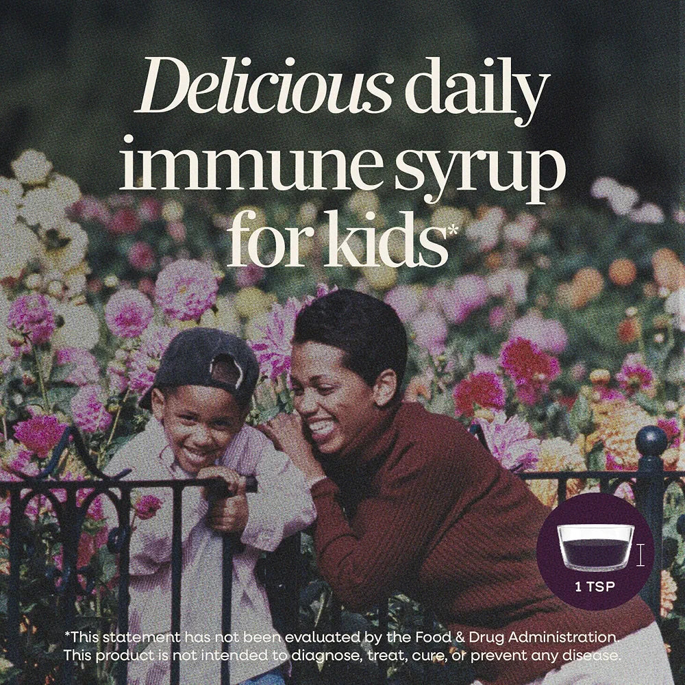 Nature's Way Sambucus Kids Immune Elderberry Syrup, Black Elderberry Extract with Echinacea & Propolis, Traditional Immune Support for Children with Superfood Antioxidants, Berry Flavored, 4 Fl Oz