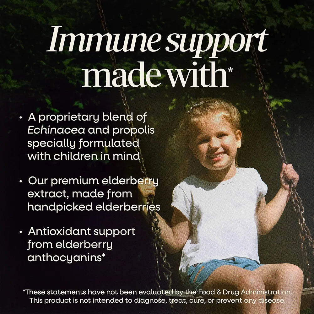 Nature's Way Sambucus Kids Immune Elderberry Syrup, Black Elderberry Extract with Echinacea & Propolis, Traditional Immune Support for Children with Superfood Antioxidants, Berry Flavored, 4 Fl Oz