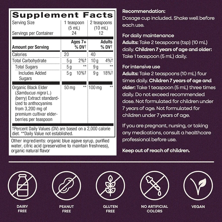 Nature's Way Sambucus Organic Traditional Elderberry Syrup, 4 Fl Oz