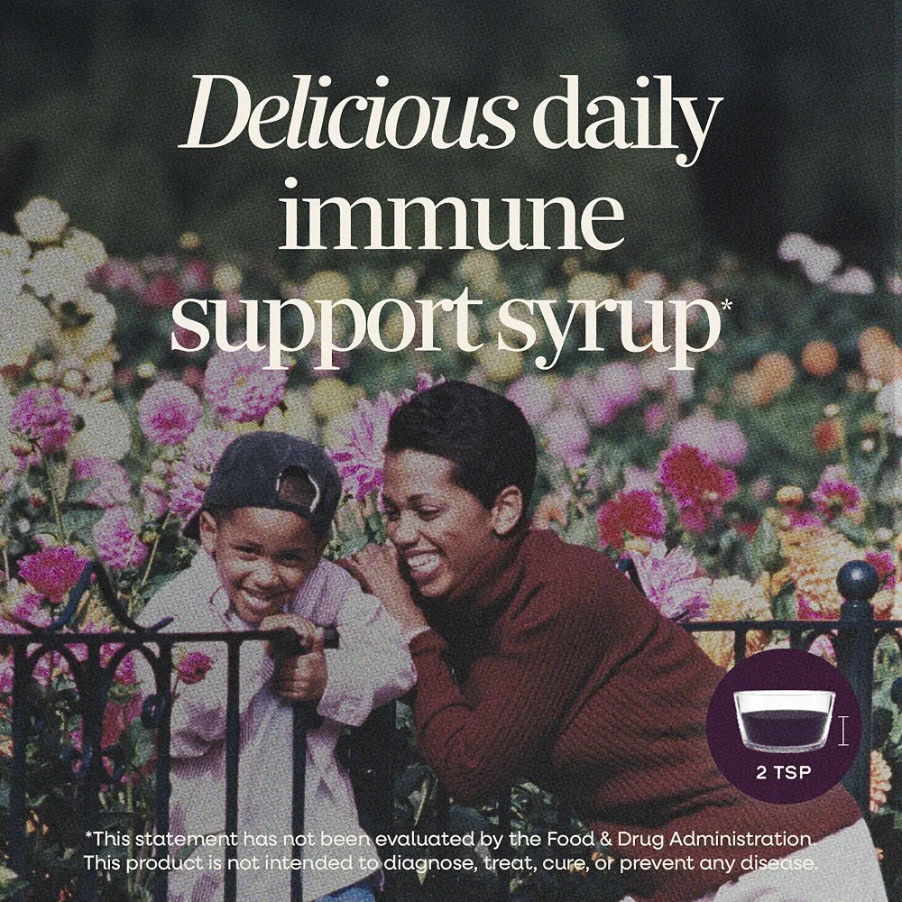 Nature's Way Sambucus Immune Syrup, Elderberry Extract, Vitamin C, Zinc, Echinacea, Propolis, Daily Immune Support*, Antioxidant Support*, Gluten free, Vegetarian, 8 Fl Oz  | Immune Support with Superfood Antioxidants*, Echinacea & Propolis, Concentrated Black Elderberry Extract, Berry Flavored