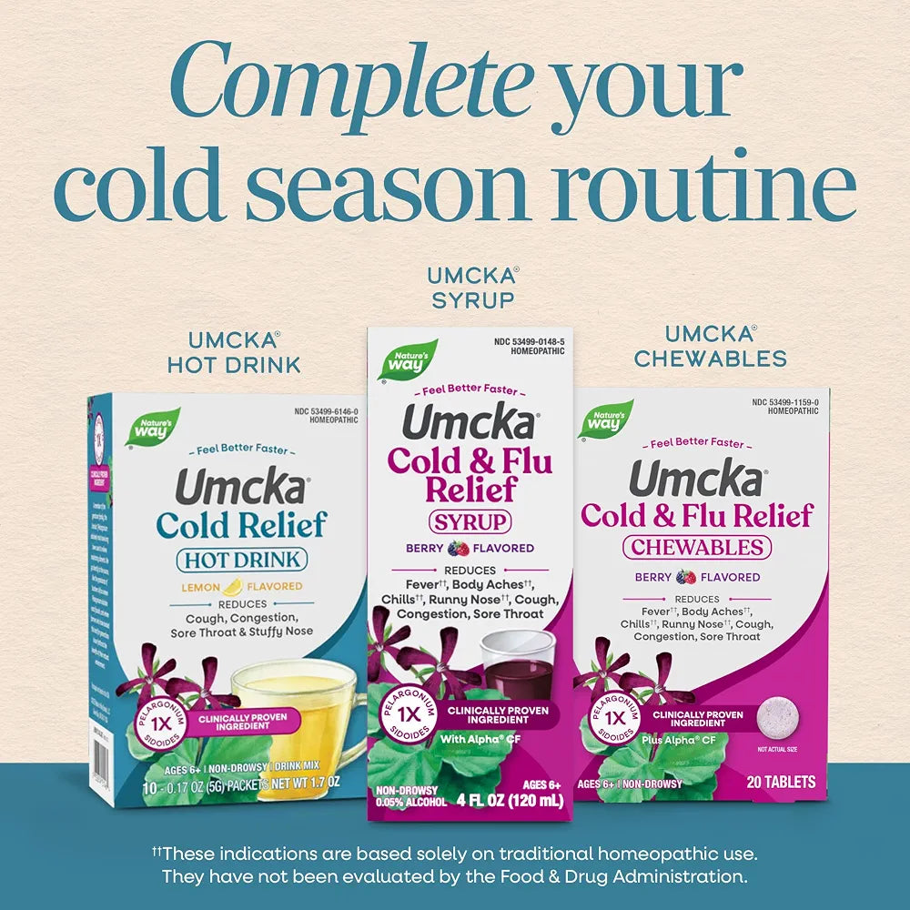 Nature's Way Umcka Cold Relief Hot Drink, Day & Night, Lemon & Honey, 12 ct