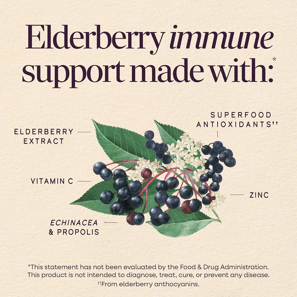 Nature's Way Sambucus Immune Syrup, Elderberry Extract, Vitamin C, Zinc, Echinacea, Propolis, Daily Immune Support*, Antioxidant Support*, Gluten free, Vegetarian, 8 Fl Oz  | Immune Support with Superfood Antioxidants*, Echinacea & Propolis, Concentrated Black Elderberry Extract, Berry Flavored