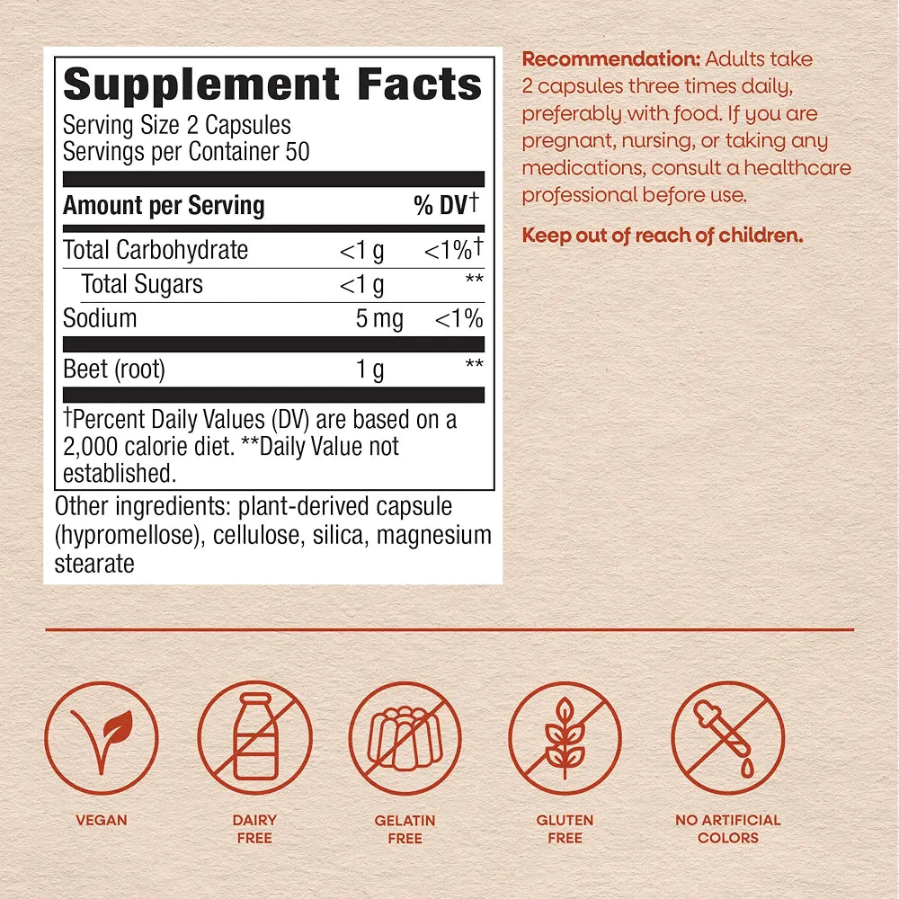 Nature's Way Beet Root Capsules, Supports Antioxidant Pathways*, 100 ct