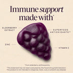 Nature's Way Sambucus Kids Elderberry Immune Gummies with Black Elderberry Extract, Daily Immune Support Gummy with Vitamin C and Zinc for Children Ages 2+*, 60 Gummies