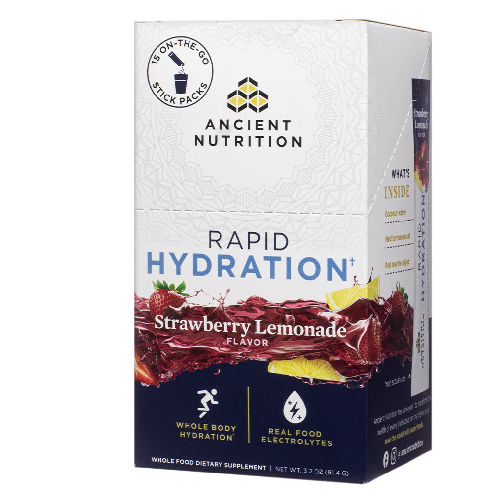 Ancient Nutrition Rapid Hydration Strawberry Lemonade - 15 Stick Packs