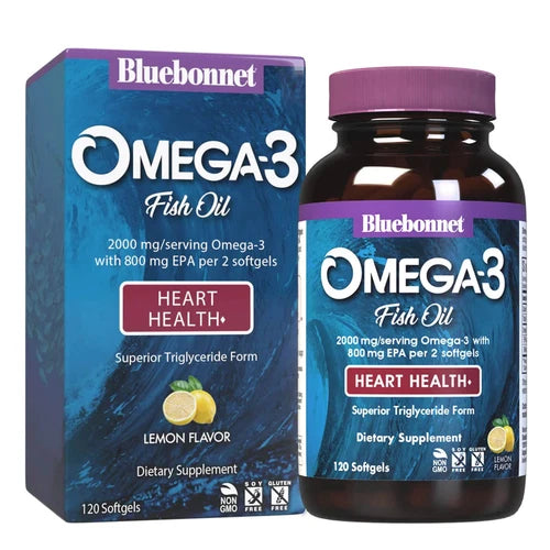 Bluebonnet Omega-3 Fish Oil Heart Formula 120 Softgels, Energy & Heart Health