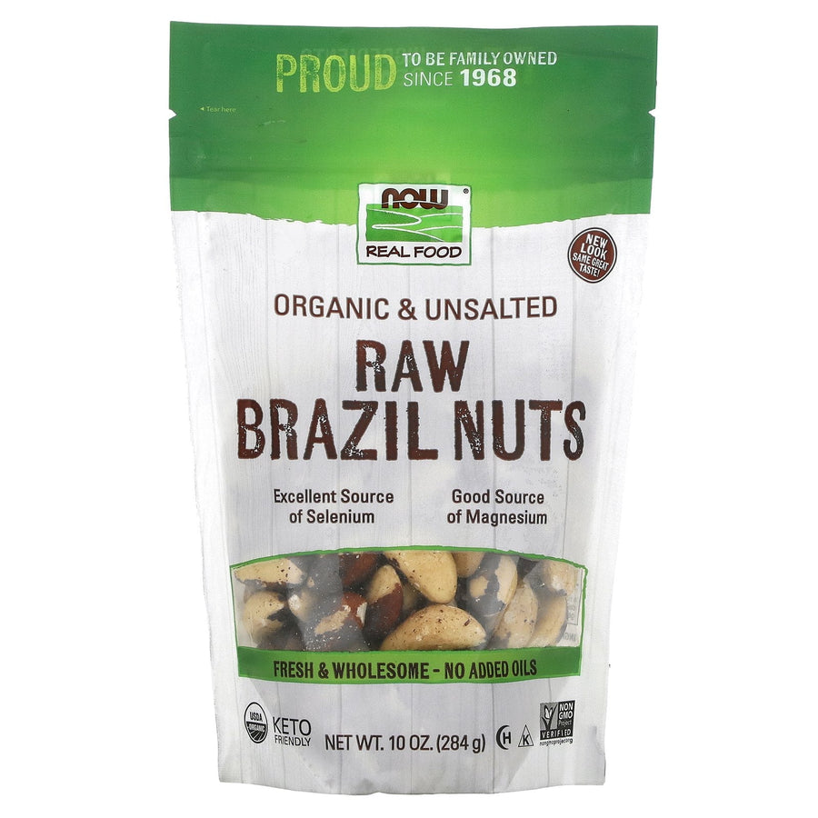 NOW Foods Organic, Raw Unsalted Brazil Nuts, 10 Oz Resealable Pouch
