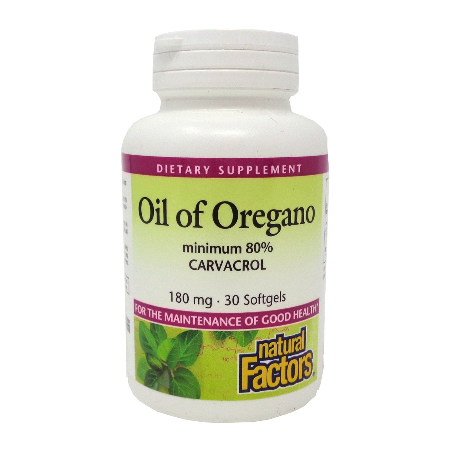 Natural Factors Oil of Oregano 180 mg, Helps Maintain Good Health with Extra Virgin Olive Oil, 30 Softgels