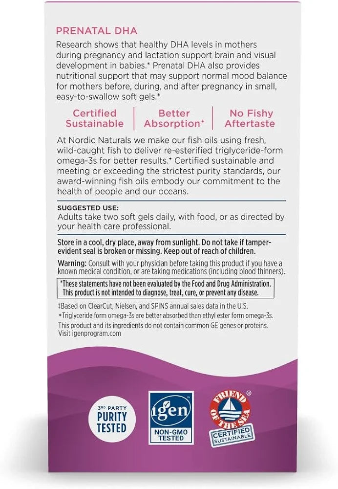 Nordic Naturals Prenatal DHA, Omega-3 + Vitamin D3, Unflavored - 90 Count