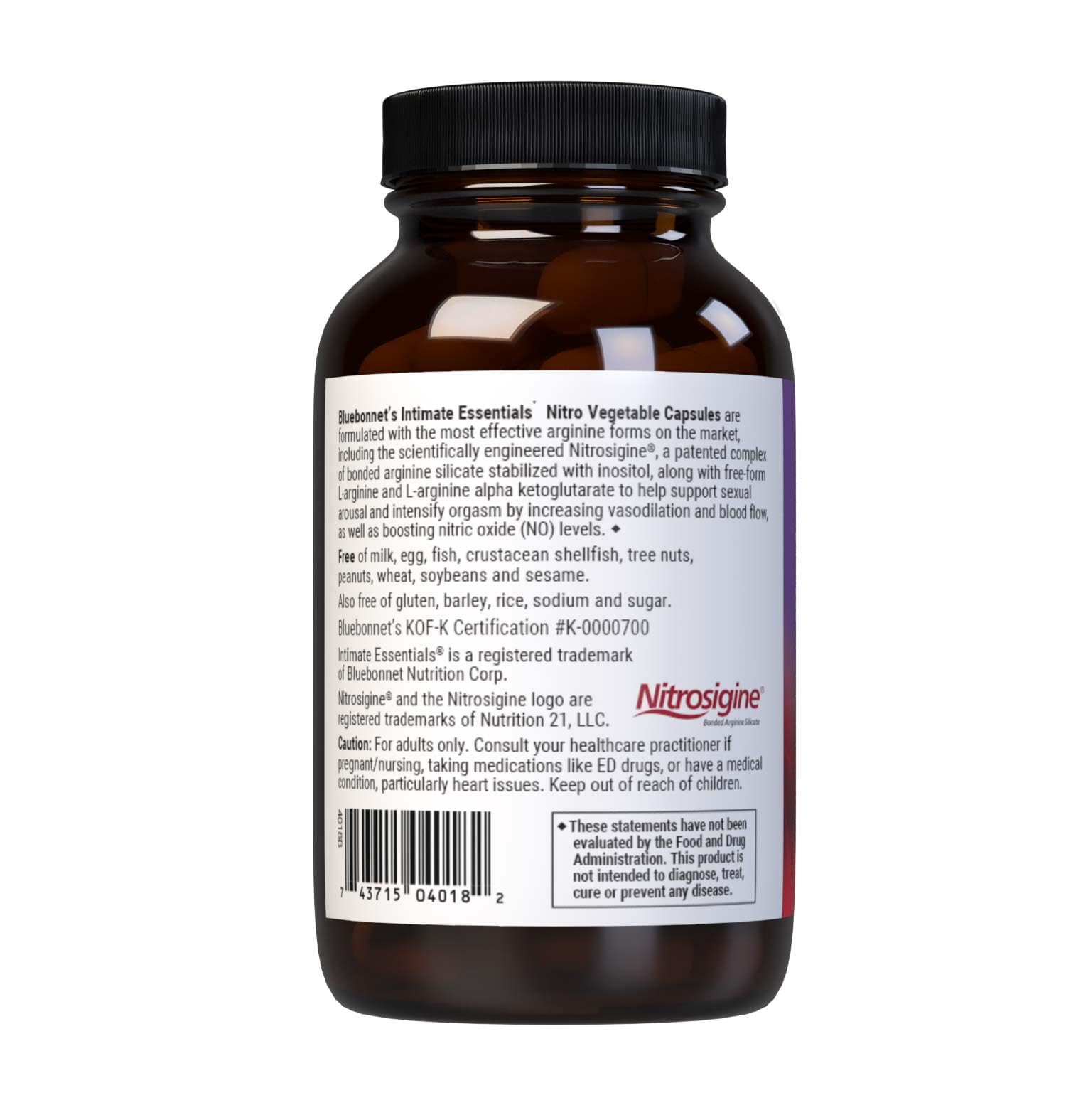 Bluebonnet Intimate Essentials Nitro, L-Arginine, Sexual Arousal Support*, for Him & Her, 60 Vegetable Capsules