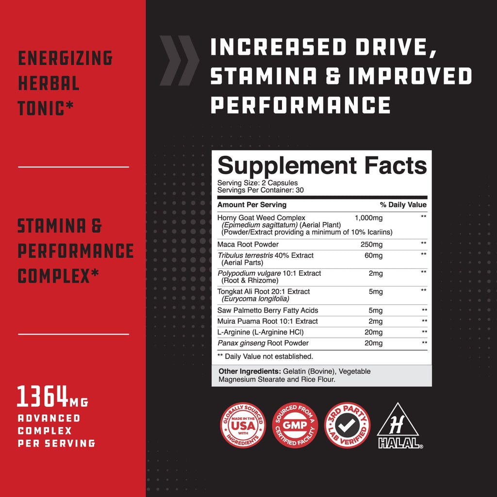 Natures Craft Gorilla Muscle Extra Strength Testosterone Booster Supplement for Men, 60 Capsules