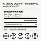Momentous Creatine Monohydrate Powder, 5g per Serving, Unflavored