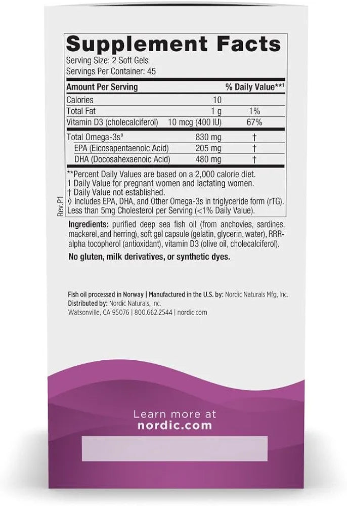 Nordic Naturals Prenatal DHA, Omega-3 + Vitamin D3, Unflavored – 90 Softgels