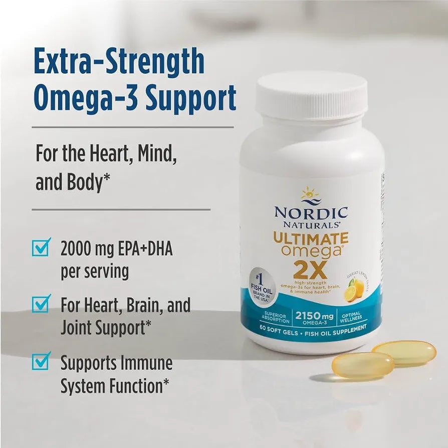 Nordic Naturals Ultimate Omega 2X, 2150mg Fish Oil, Lemon - 60 Count