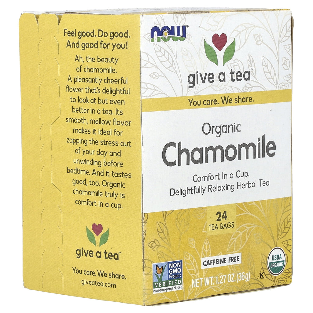 NOW Foods Organic Chamomile Herbal Tea Bags, 24 Ct