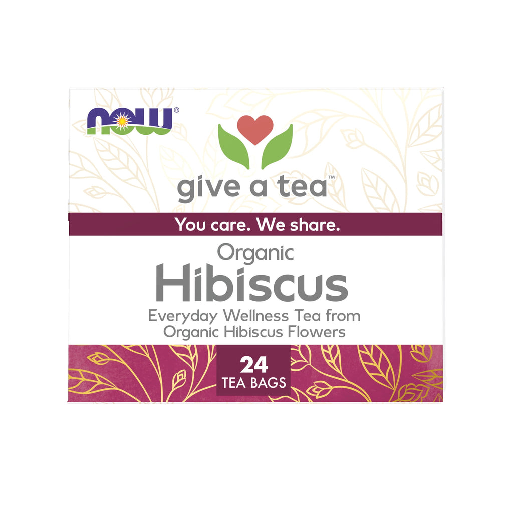 NOW Foods, Organically Hip Hibiscus™ Tea, Caffeine-Free, Non-GMO, No Added Colors, 24-Count