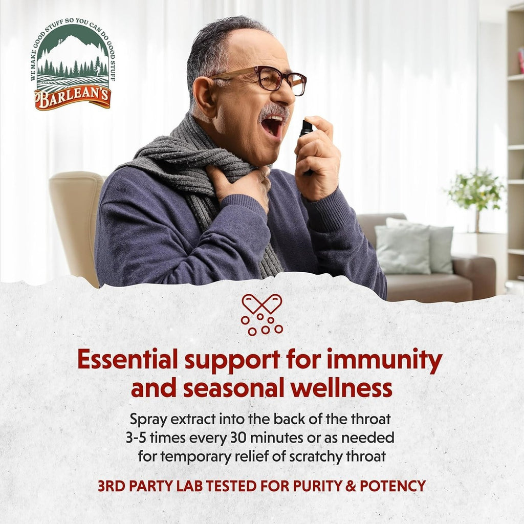 Barlean's Immune Support Olive Leaf Throat Spray, Peppermint Flavor, 1.5 fl oz|164807707077