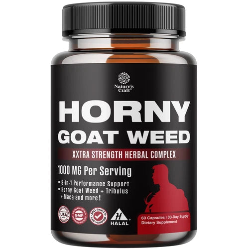 Natures Craft Horny Goat Weed Herbal Complex Extract - 60 1000mg Capsules