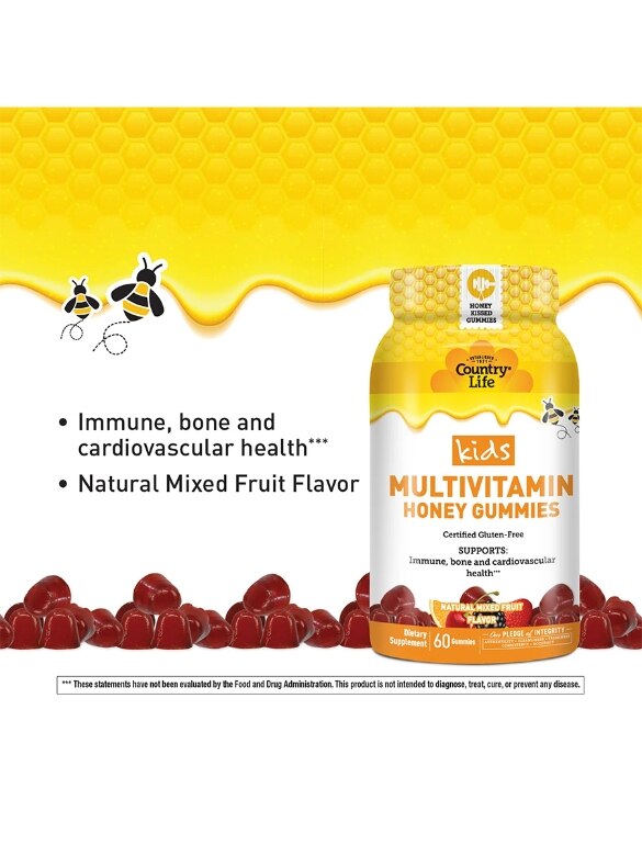 Kid’s Multivitamin Honey Gummies, Natural Mixed Fruit Flavor - 60 Gummies